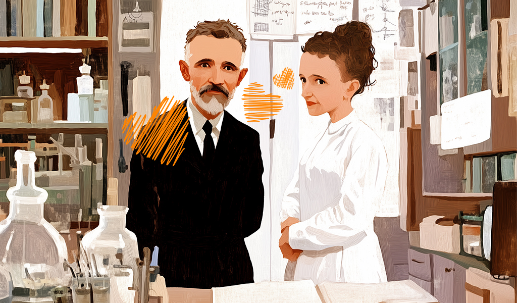 Marie e Pierre Curie.