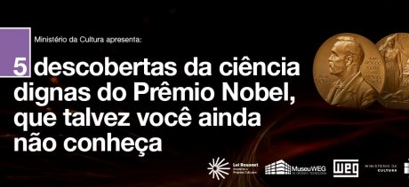 Banner do Prêmio Nobel com textos em branco.