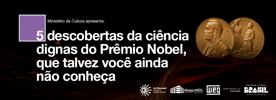 Banner do Prêmio Nobel com textos em branco.