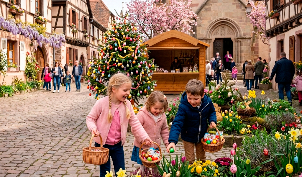Crianças na Páscoa na França.