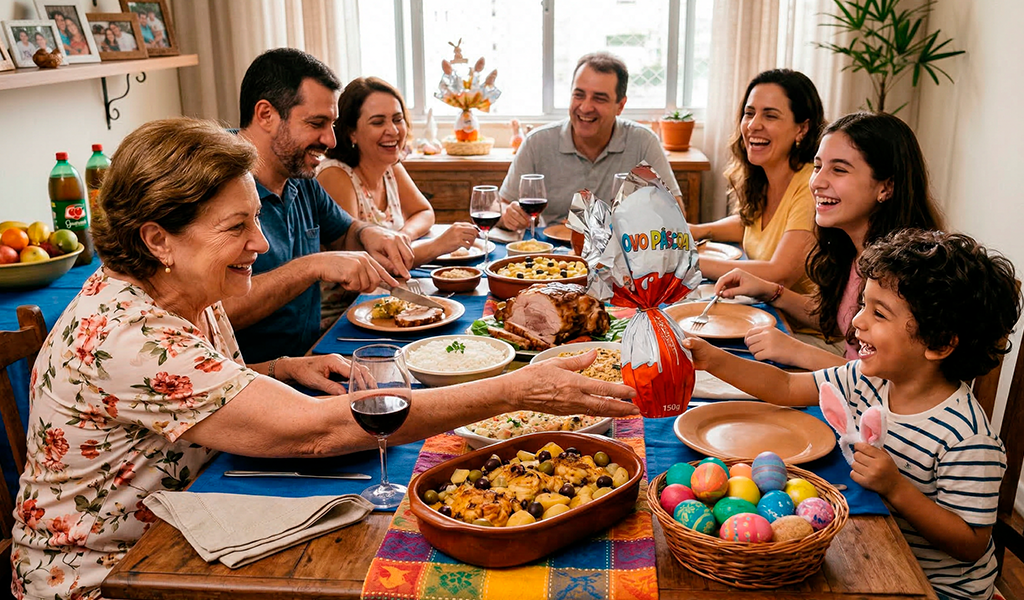 Celebração de Páscoa no Brasil.