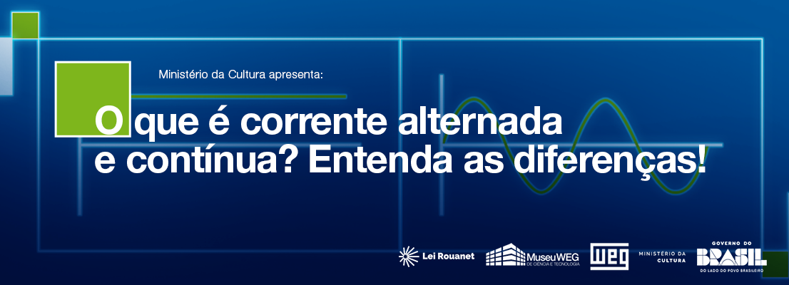 Banner com símbolo de corrente alternada e corrente contínua.