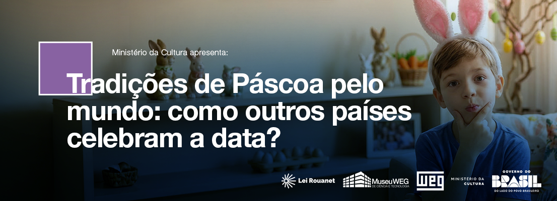 Banner com imagem de Páscoa com texto branco.