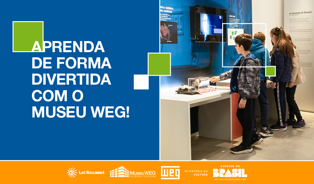 Crianças aprendendo ciência Museu WEG