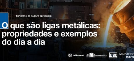 Imagem de trabalhador em fundição com título sobre ligas metálicas.